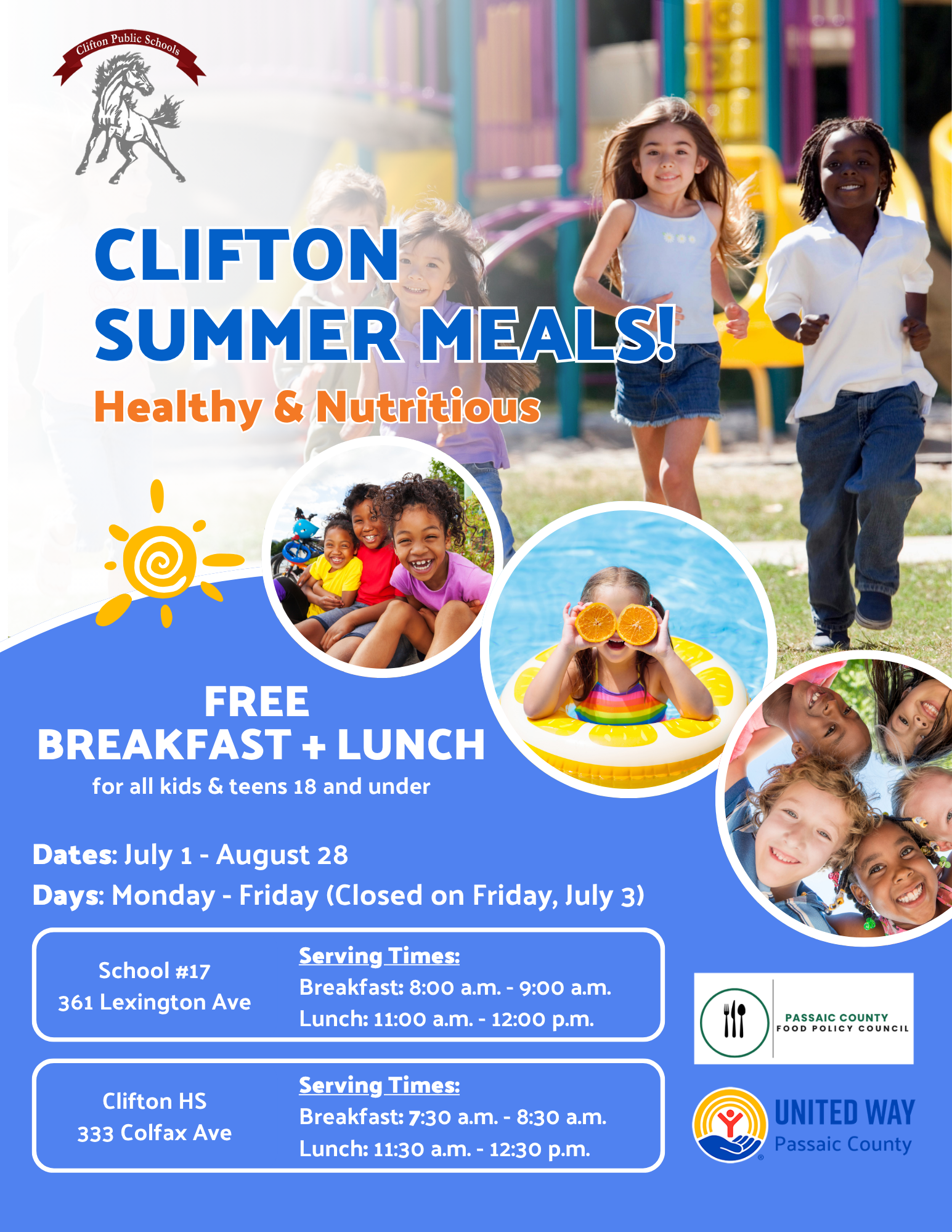 free summer meals clifton