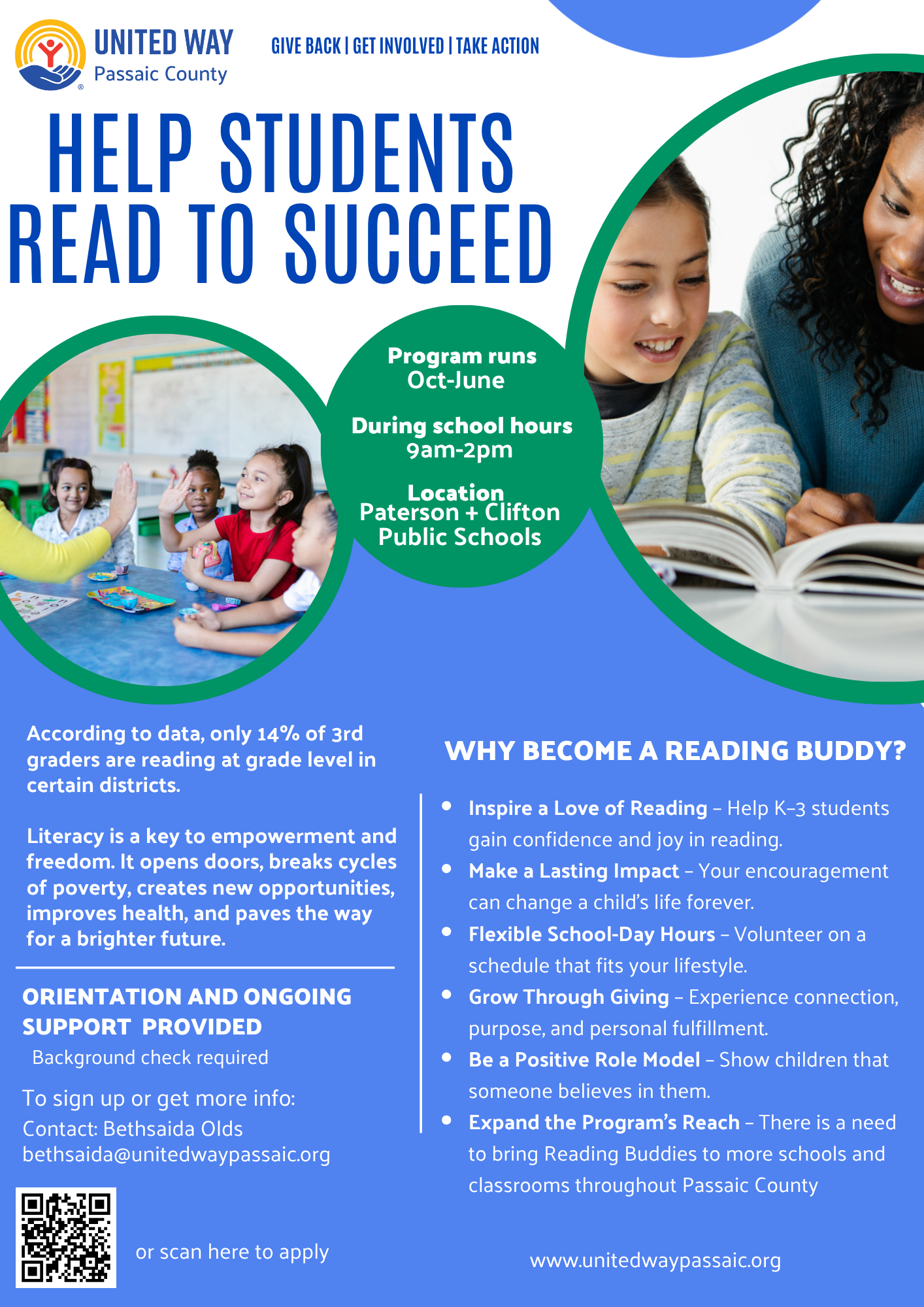 reading buddies, literacy tutor flyer