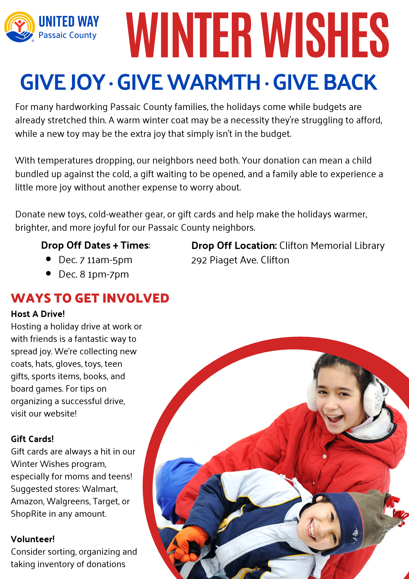 toy drive cold weather gear drive 2026
