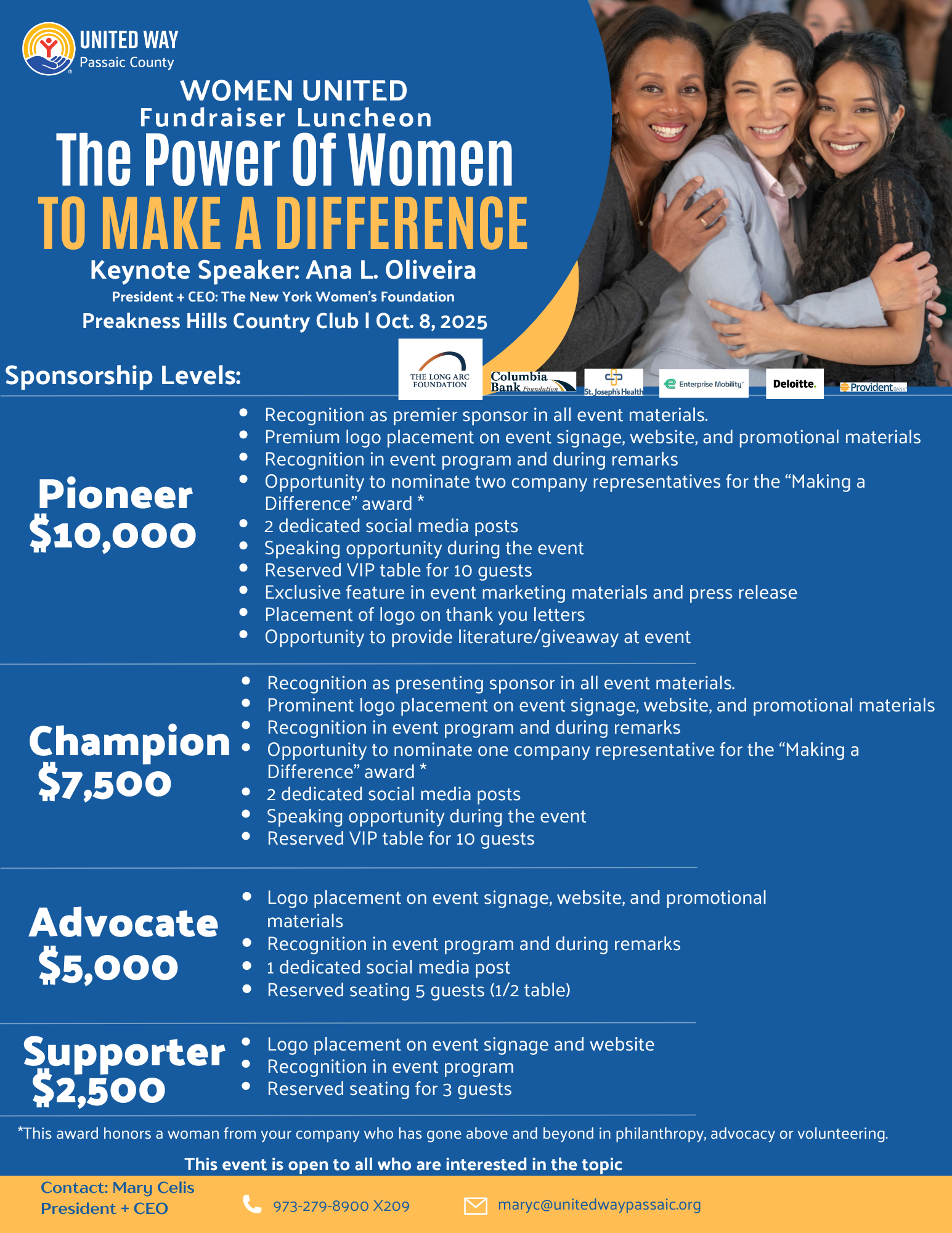 women united sponsorship packages